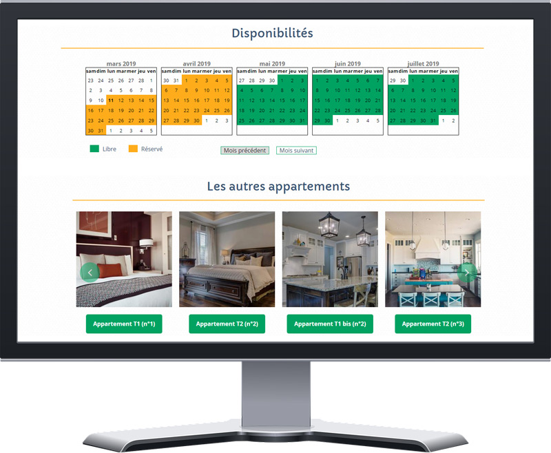 ecran page de détail location mobil-home gestion des disponibilités